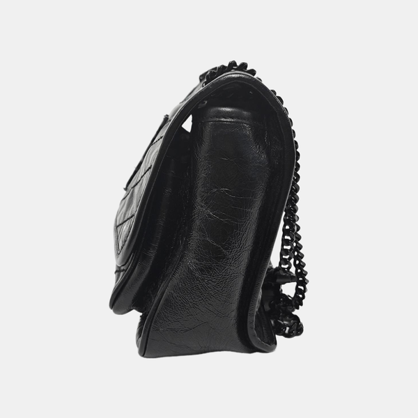 NIKI Small Chevron Calfskin Black