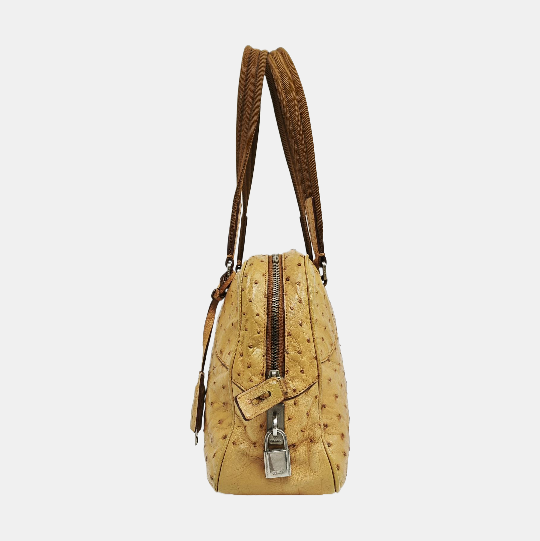Bolso de mano de avestruz amarillo