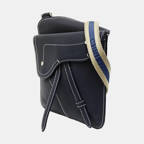 Authenticated pre-owned  Saddle Calfskin Blue - Crossbody Bag at Looply
