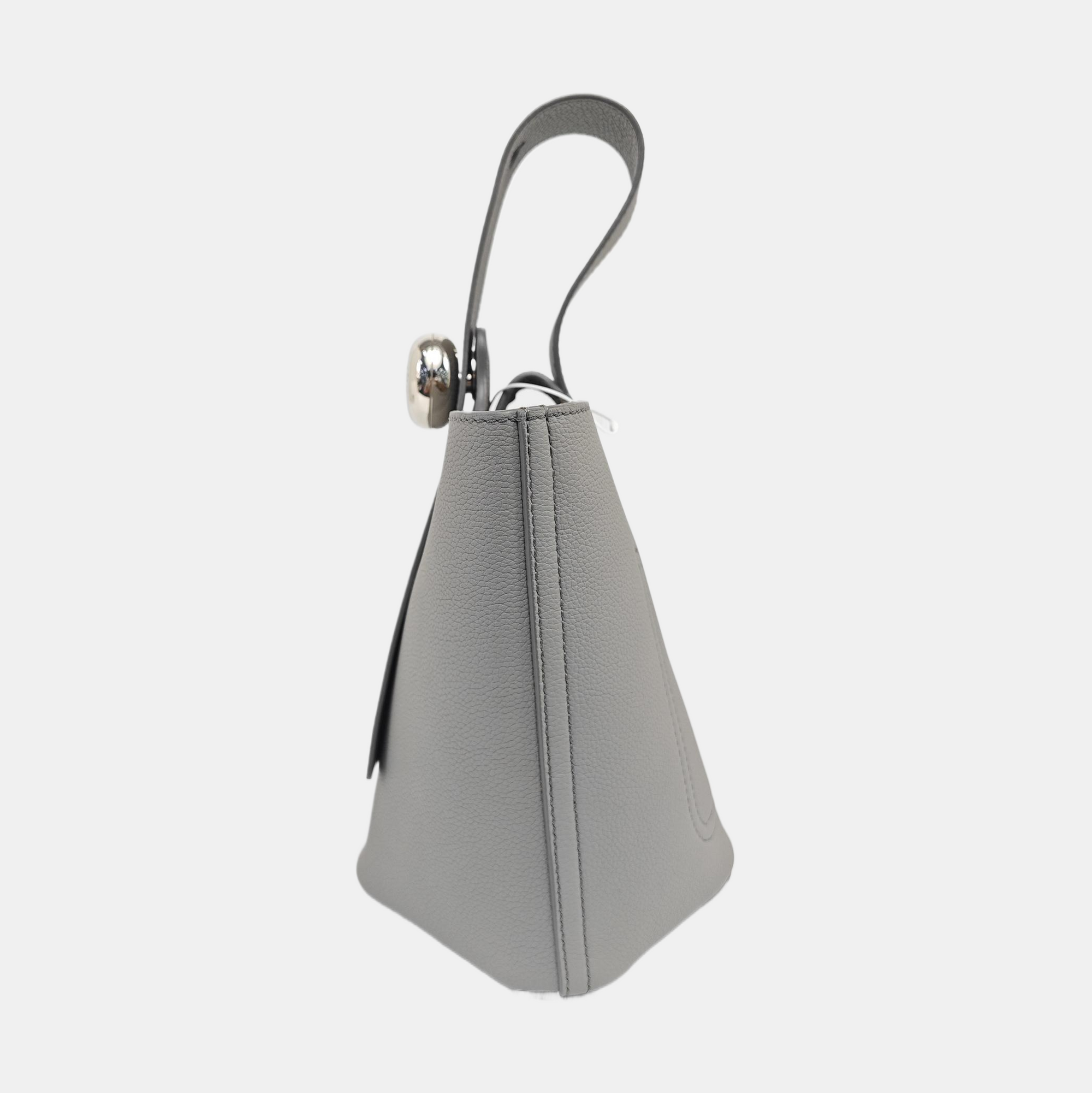 Pebble Bucket Mini Calfskin Gray