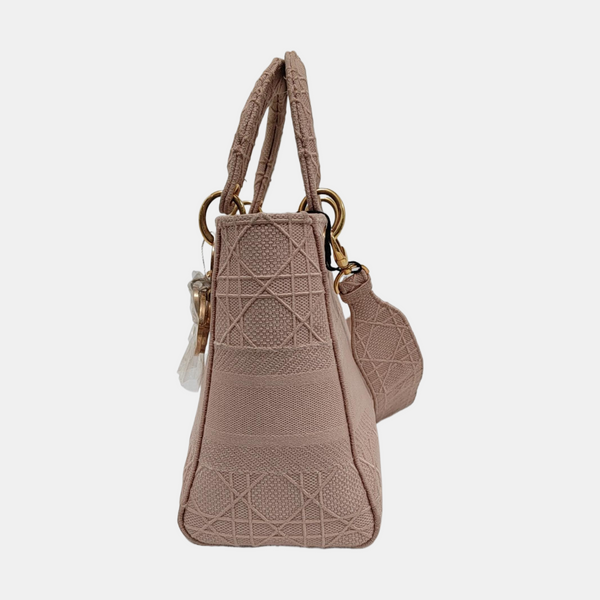 Lady D-Lite Medium Cannage Canvas Pink
