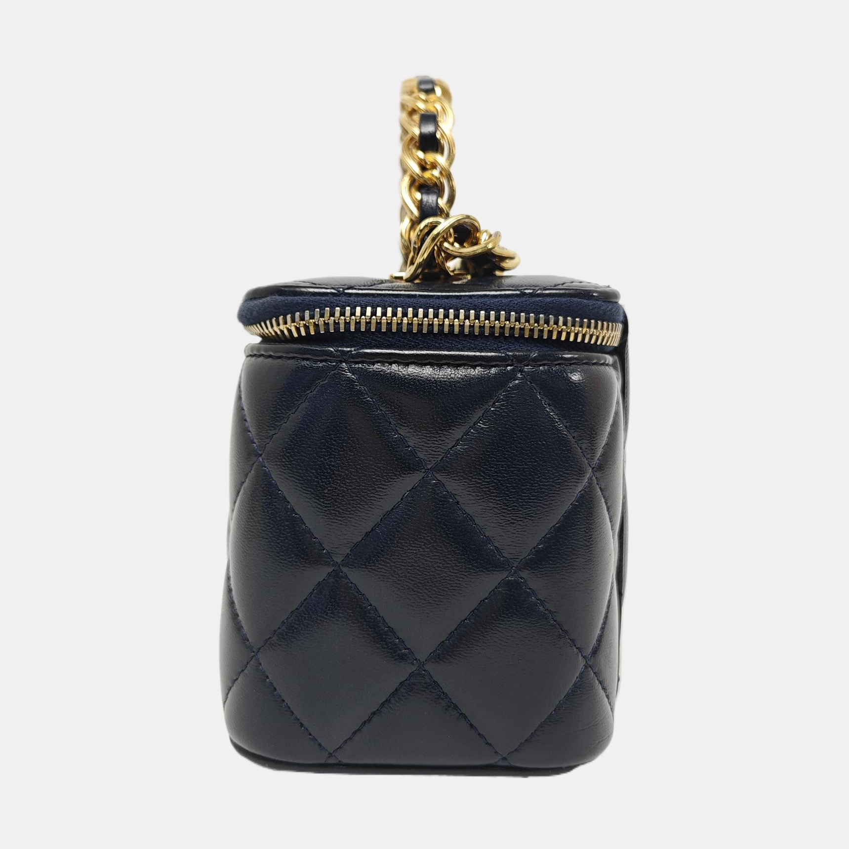 VANITY CASE Small Quilted Lambskin Blue