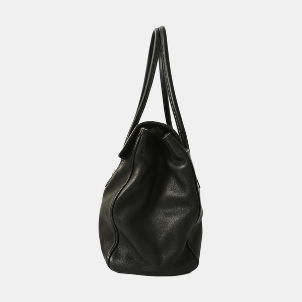 Calfskin Top Handle Bag Black