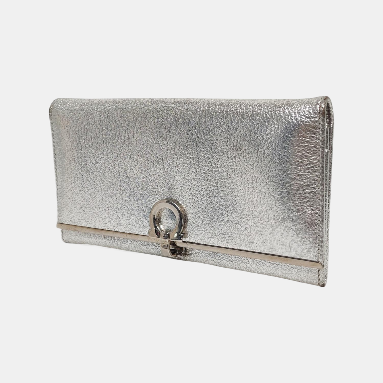 Authenticated pre-owned  Gancini Calfskin Silver Wallet - Wallet at Looply