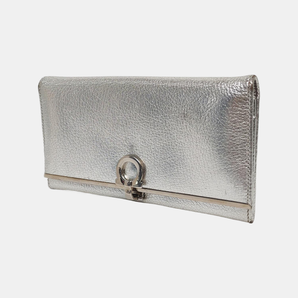 Authenticated pre-owned  Gancini Calfskin Silver Wallet - Wallet at Looply