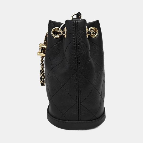 DRAWSTRING Quilted Calfskin Black