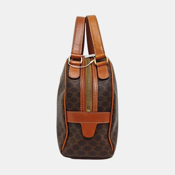 Coated Canvas Top Handle Bag Brown