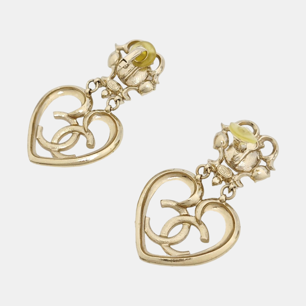 CC Logo Metal Gold Clip On Earrings