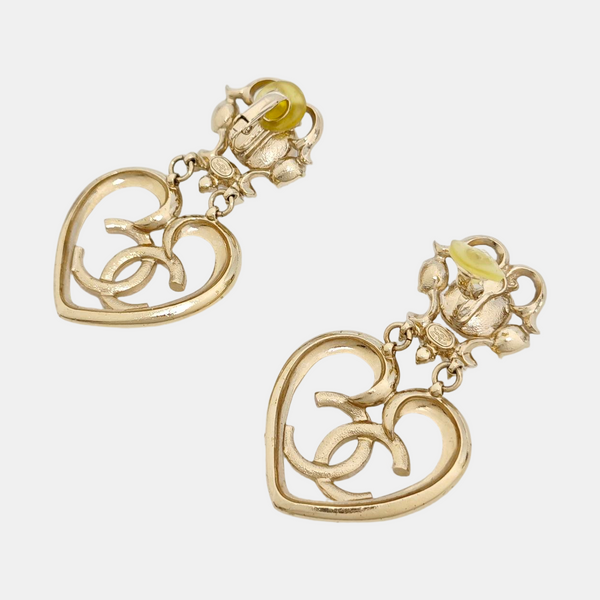 CC Logo Metal Gold Clip On Earrings