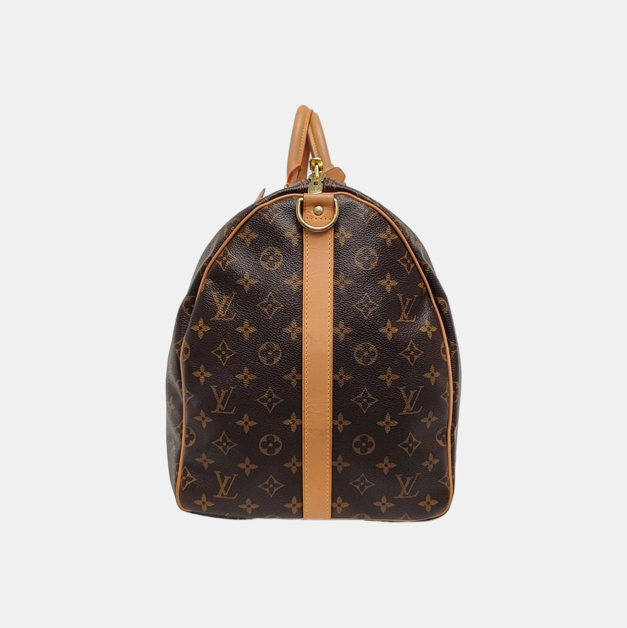 KEEPALL 55 Monogram Coated Canvas Brown