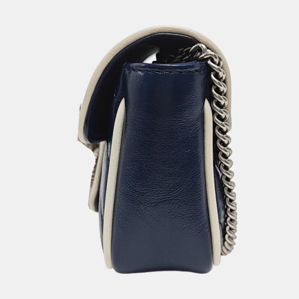 GG Marmont Super Mini Quilted Calfskin Blue