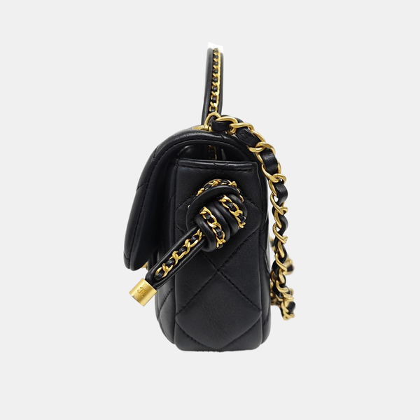 Quilted Lambskin Shoulder Bag Black