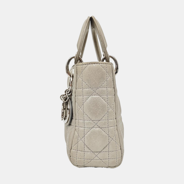 Lady Dior Mini Cannage Lambskin Gray