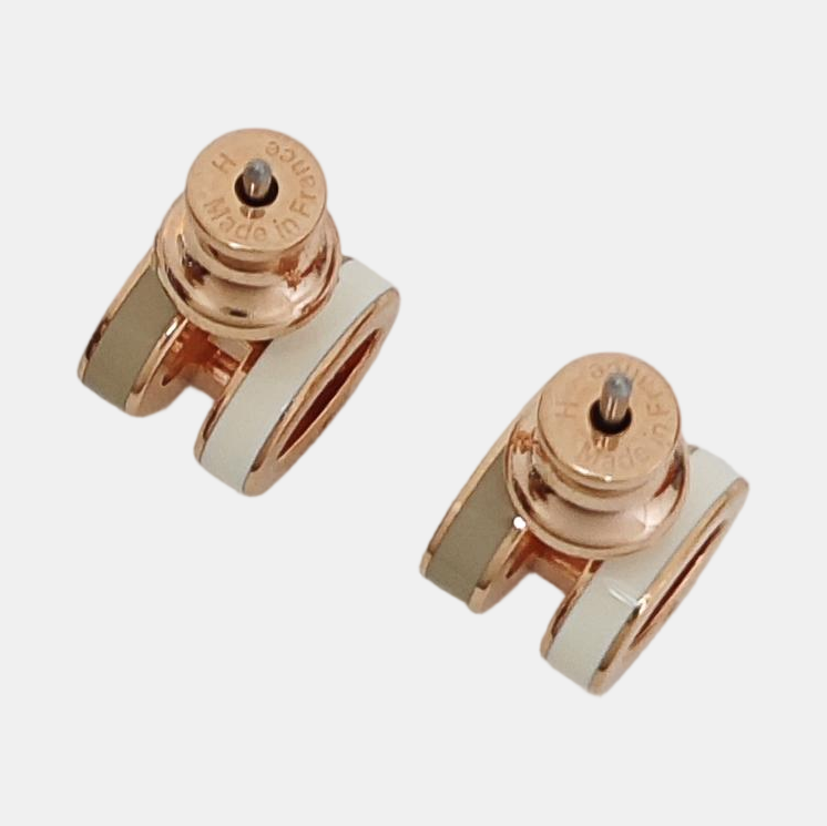 Pop H Metal Rose Gold Stud Earrings