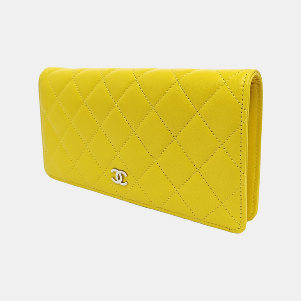 Quilted Lambskin Wallet Yellow
