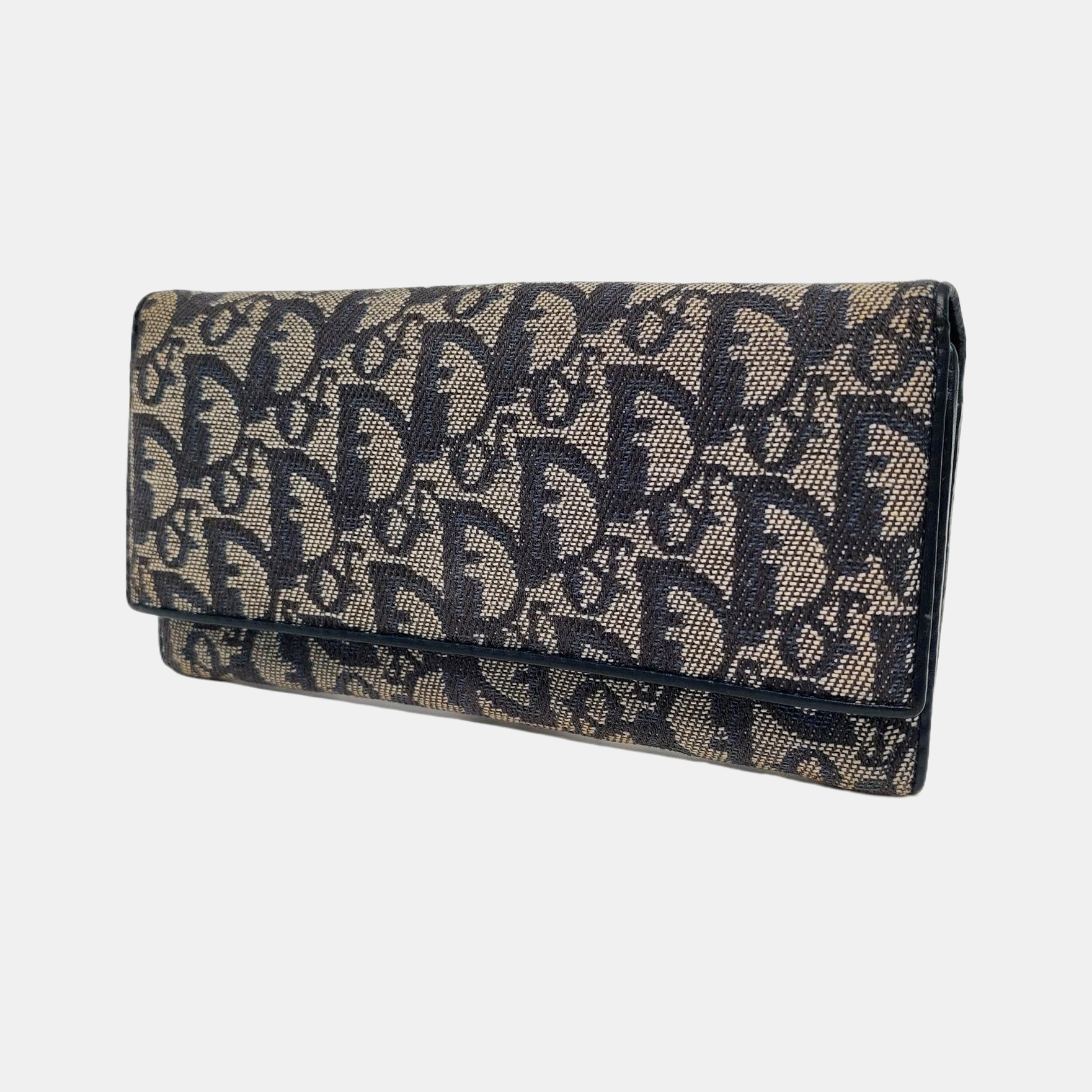 Oblique Coated Canvas Wallet Blue