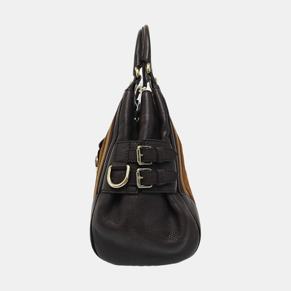 Calfskin Top Handle Bag Brown