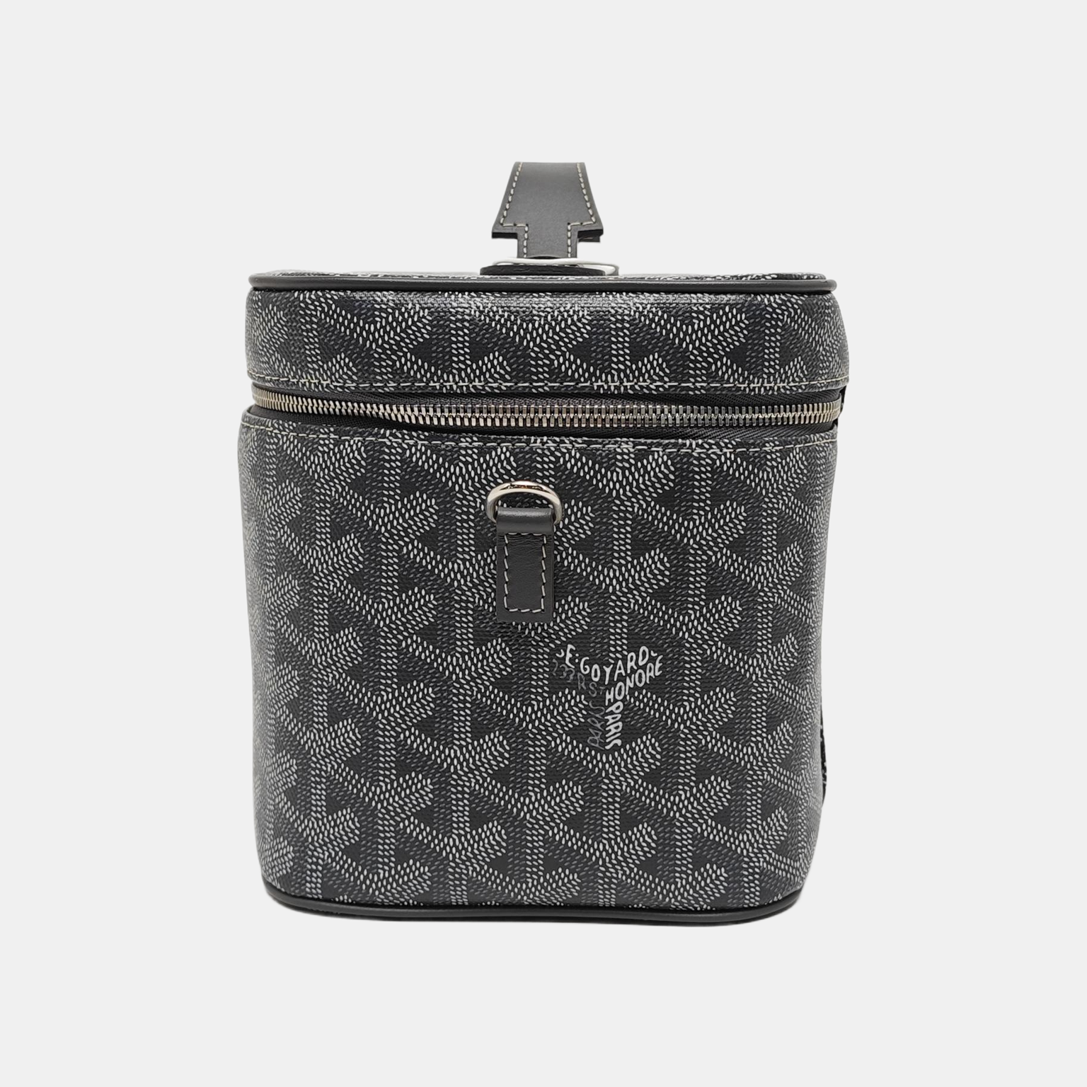 Coated Canvas Top Handle Bag Gray