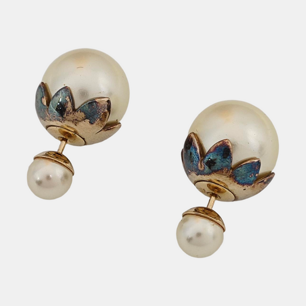 Dior Tribales Metal White Stud Earrings