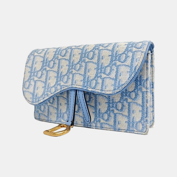 Authenticated pre-owned  Saddle Oblique Canvas Blue - Shoulder Bag at Looply