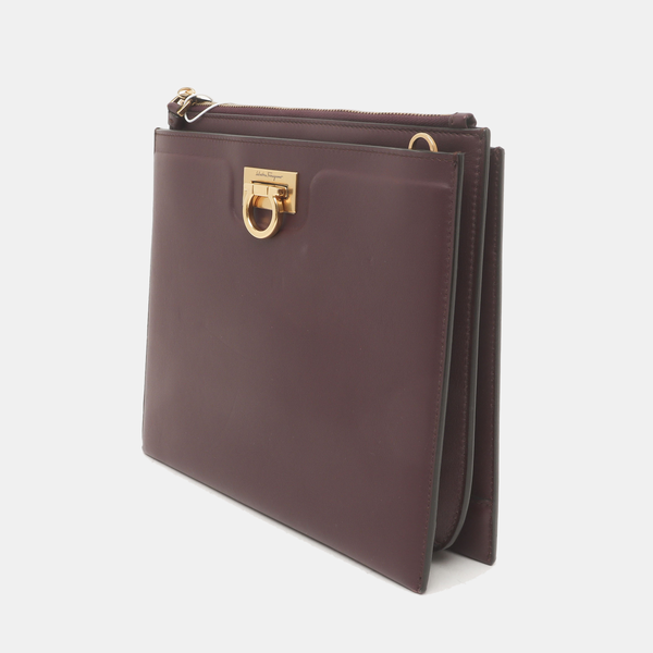 Authenticated pre-owned  Gancini Calfskin Burgundy - Shoulder Bag at Looply