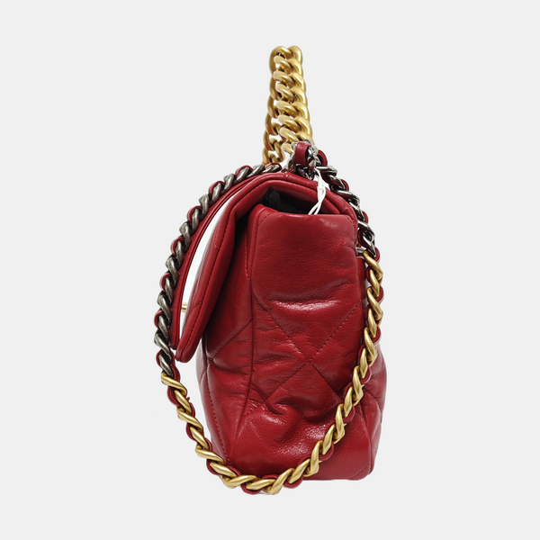 CHANEL 19 Large Quilted Lambskin Red