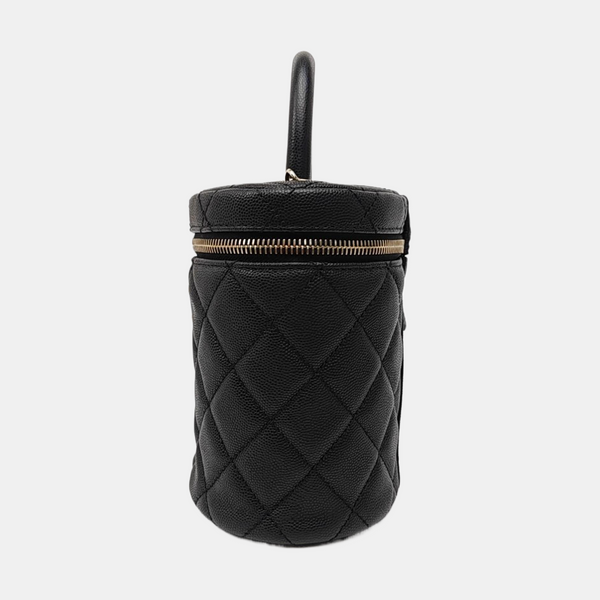 VANITY CASE Medium Quilted Grained Calfskin Black