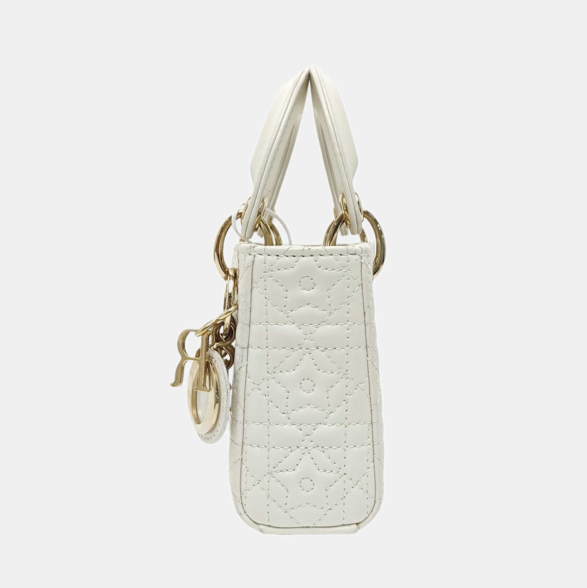 Lady Dior Super Mini Quilted Lambskin White