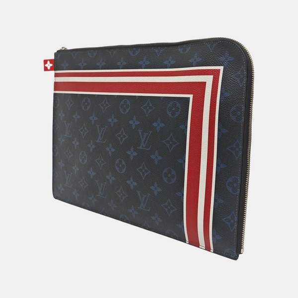Monogram Coated Canvas Clutch Blue