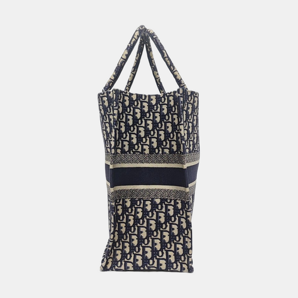 Book Tote Large Oblique Canvas Blue