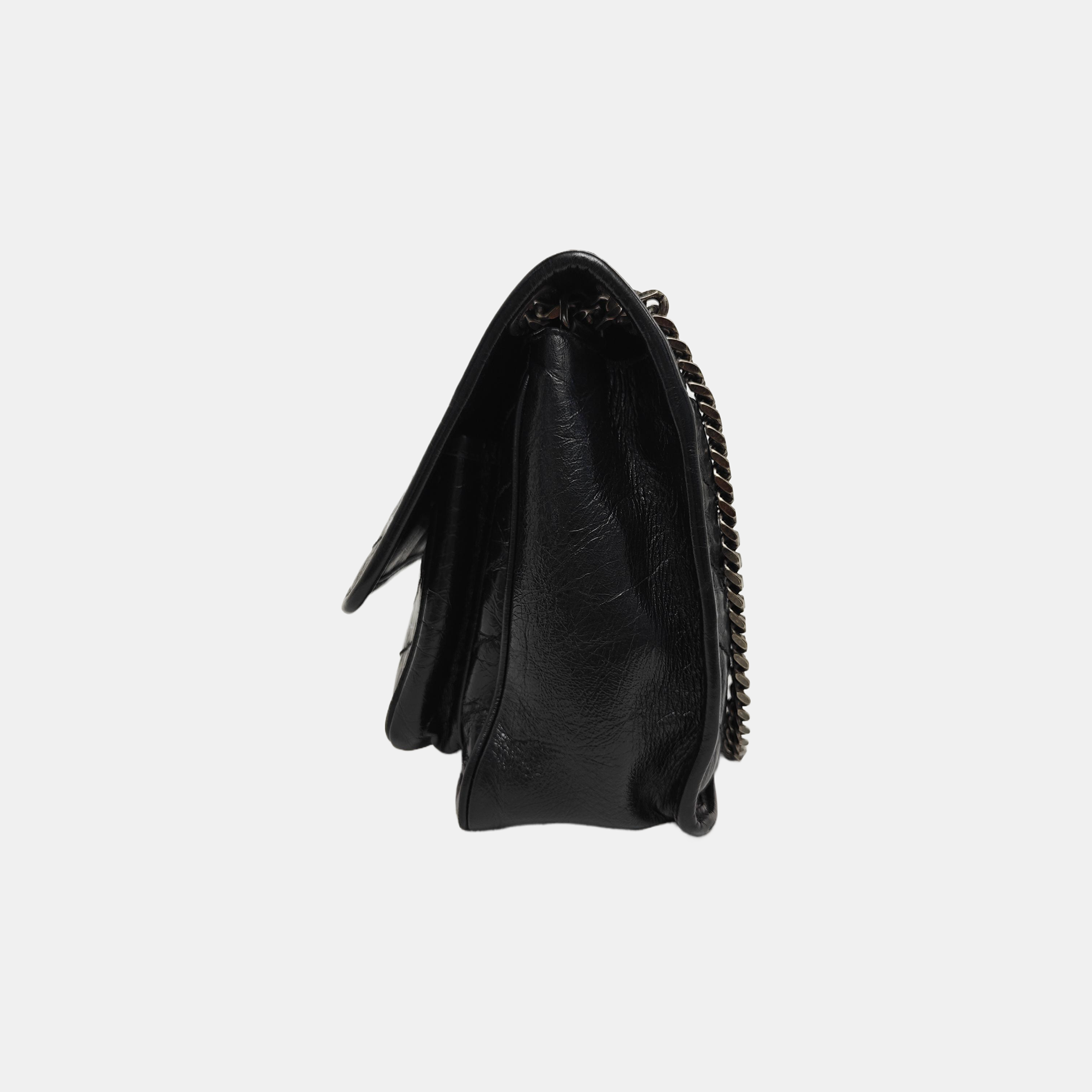 NIKI Medium Chevron Calfskin Black