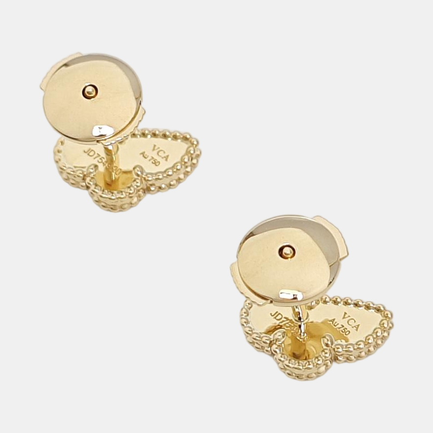 Sweet Alhambra 18k Gold White Stud Earrings