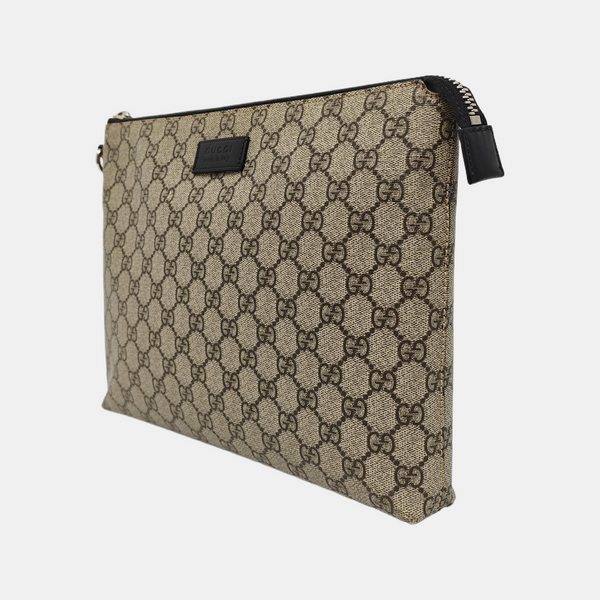 Monogram Coated Canvas Clutch Brown