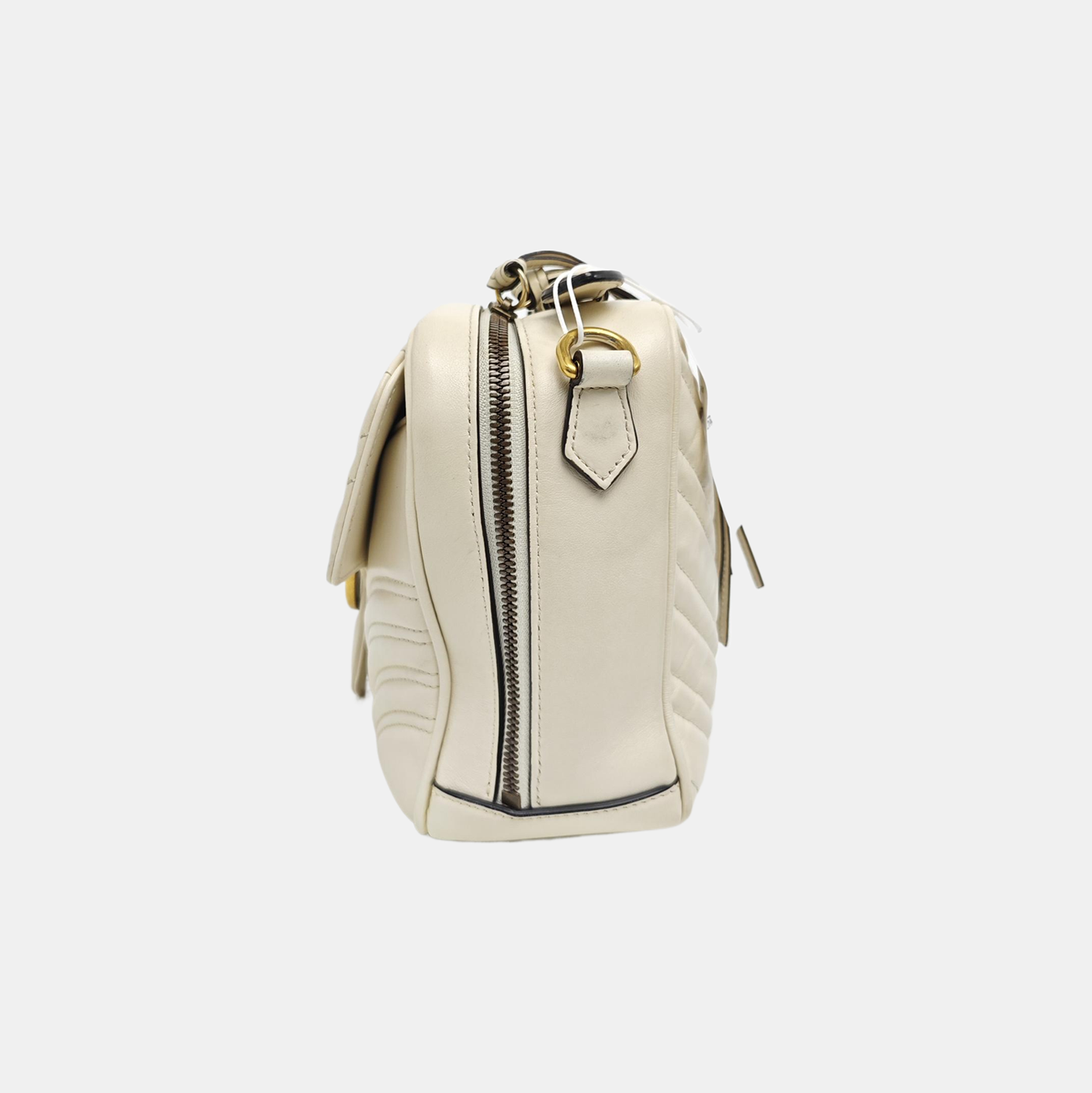 GG Marmont Medium Quilted Calfskin White