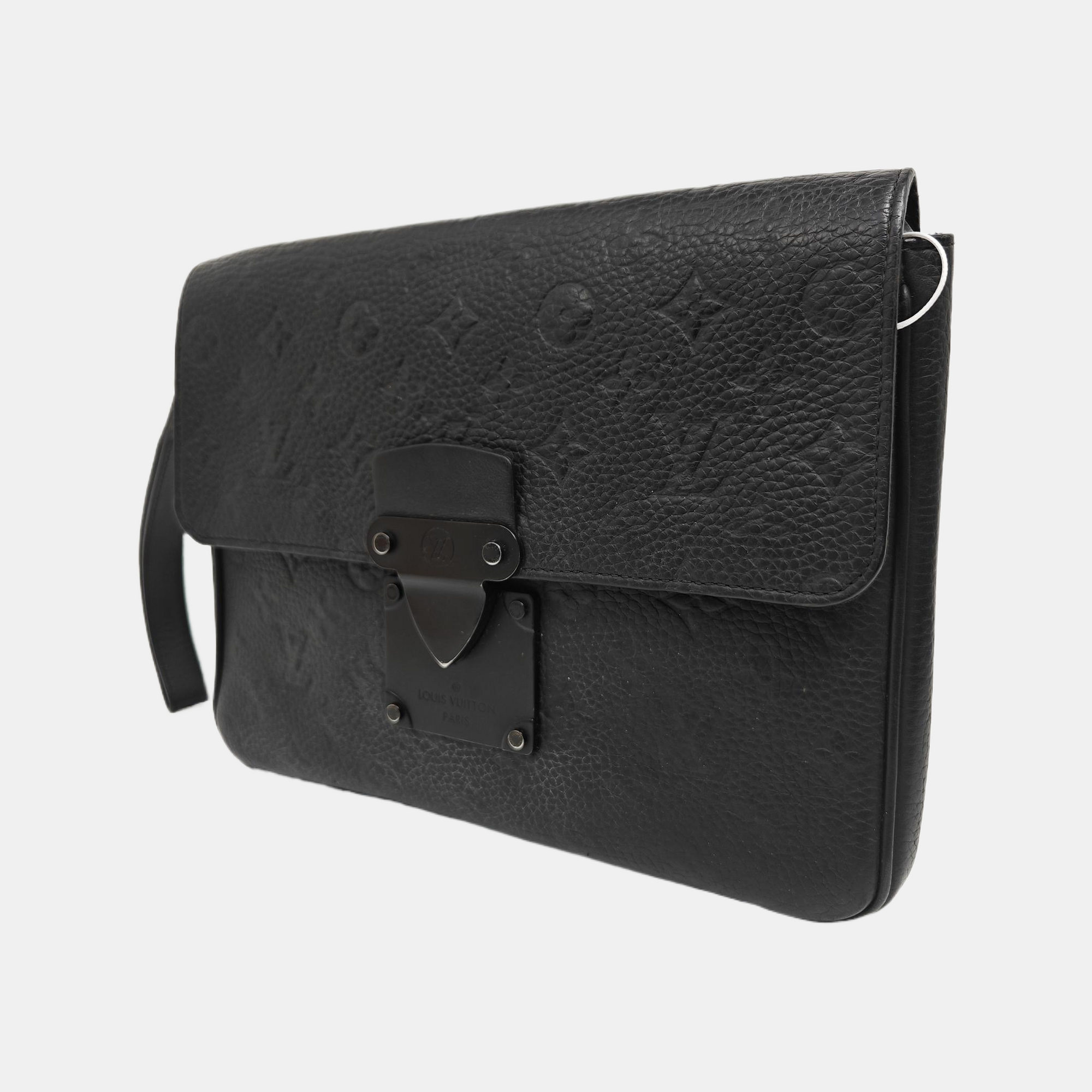 S LOCK Monogram Calfskin Black