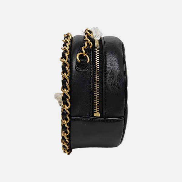 Quilted Lambskin Shoulder Bag Black