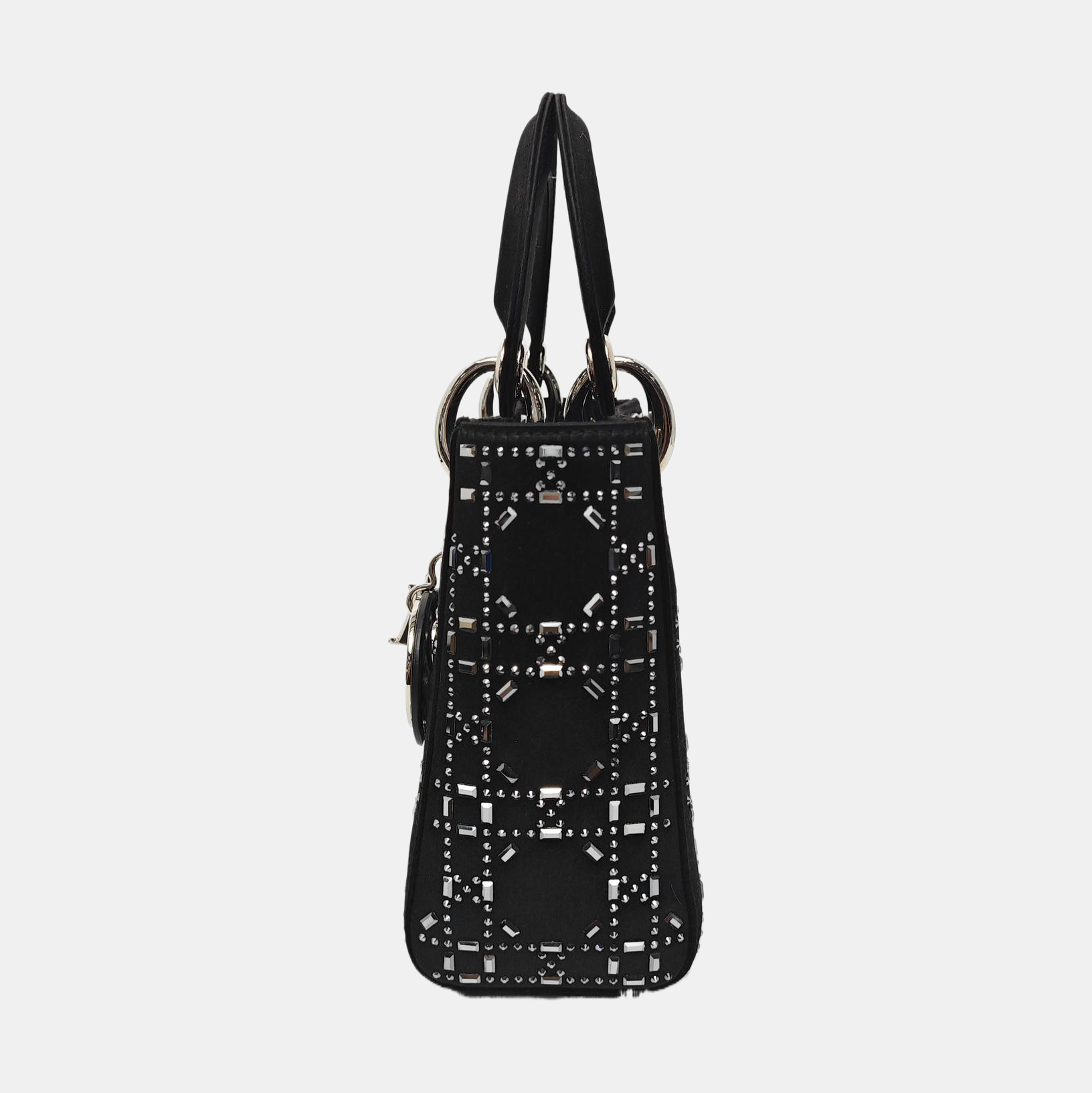 Authenticated pre-owned  Lady Dior Mini Silk Satin Blue - Tote Bag at Looply