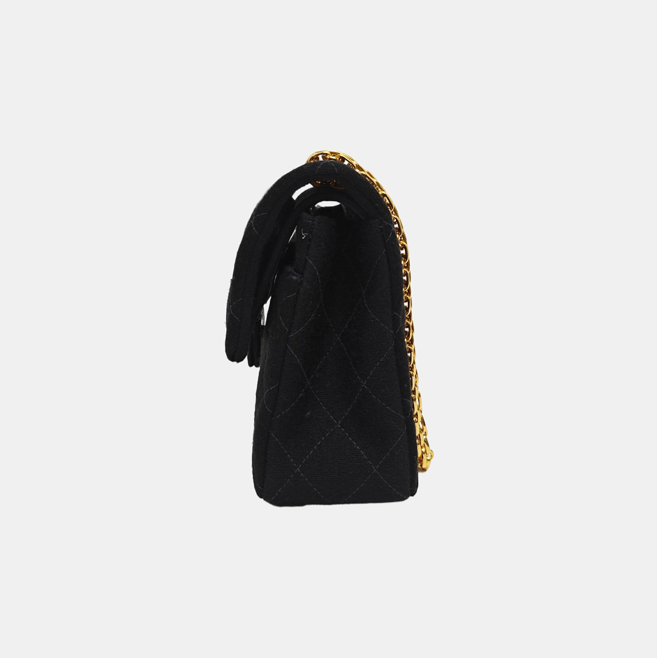 Quilted Fabric Shoulder Bag Black