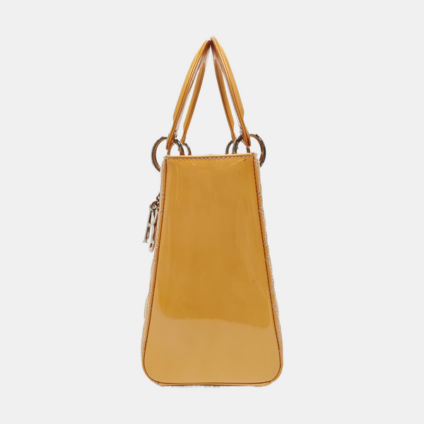 Lady Dior Medium Cannage Patent Leather Yellow