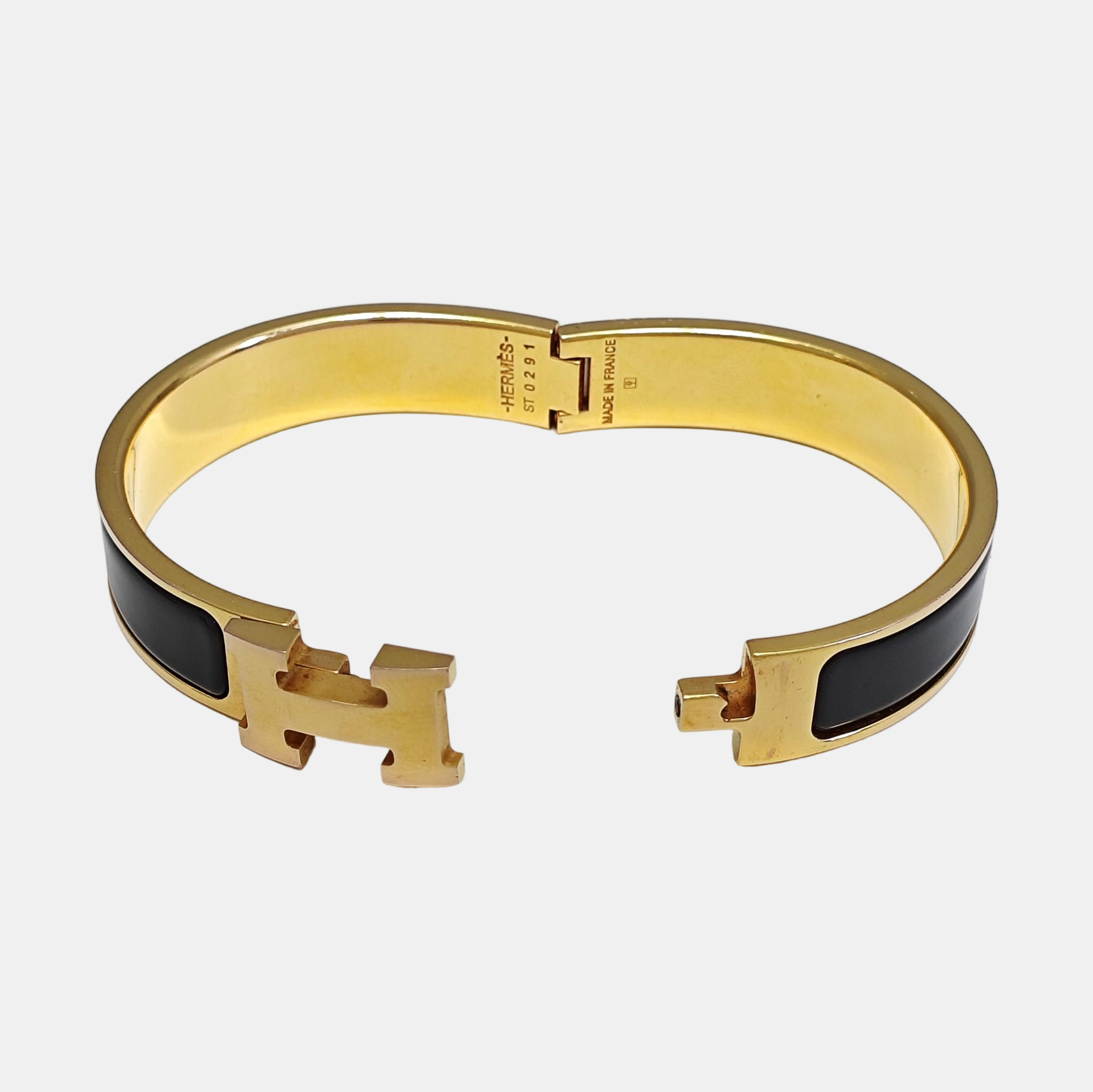 Clic H Metal Black Bangle