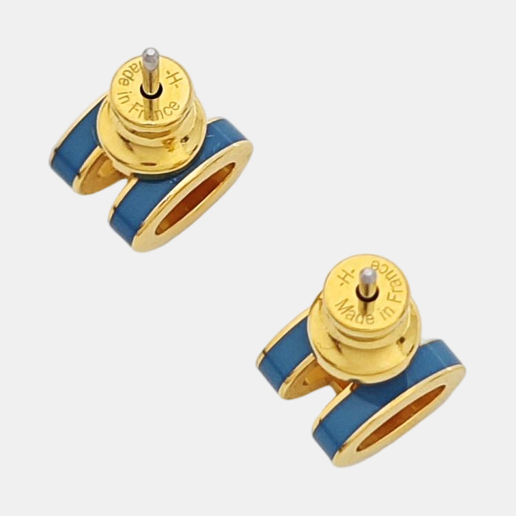Pop H Metal Gold Stud Earrings