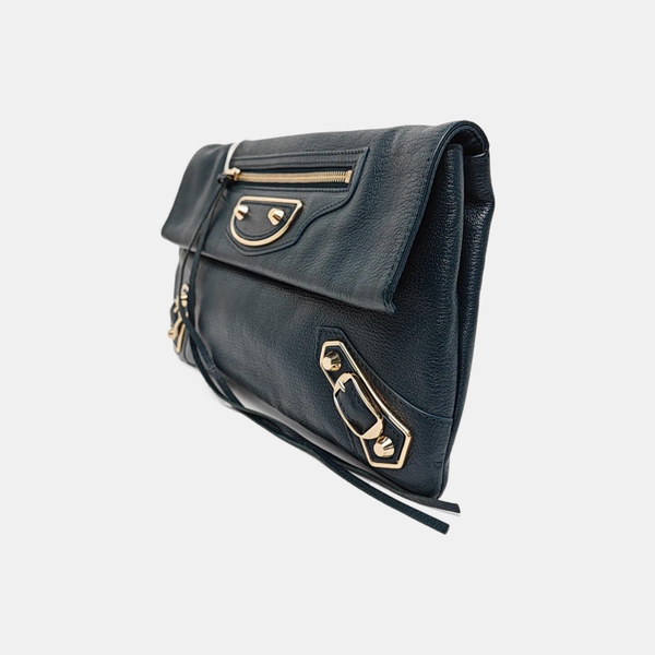 Authenticated pre-owned  Classic Metallic Edge City Calfskin Blue - Clutch at Looply
