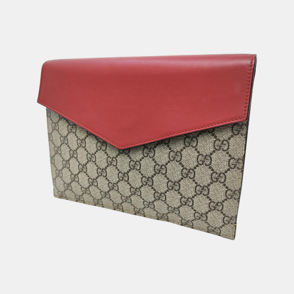 Monogram Coated Canvas Clutch Beige
