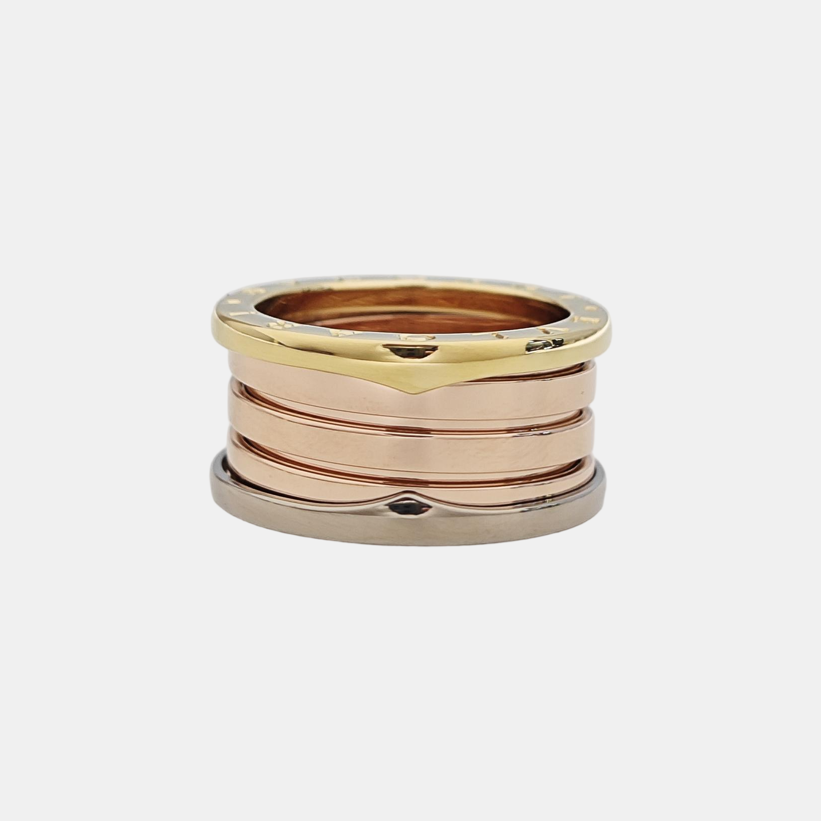 B.ZERO1 18k White Gold Rose Gold Ring EU 55
