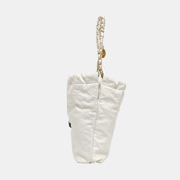 CHANEL 22 Small Quilted Calfskin White
