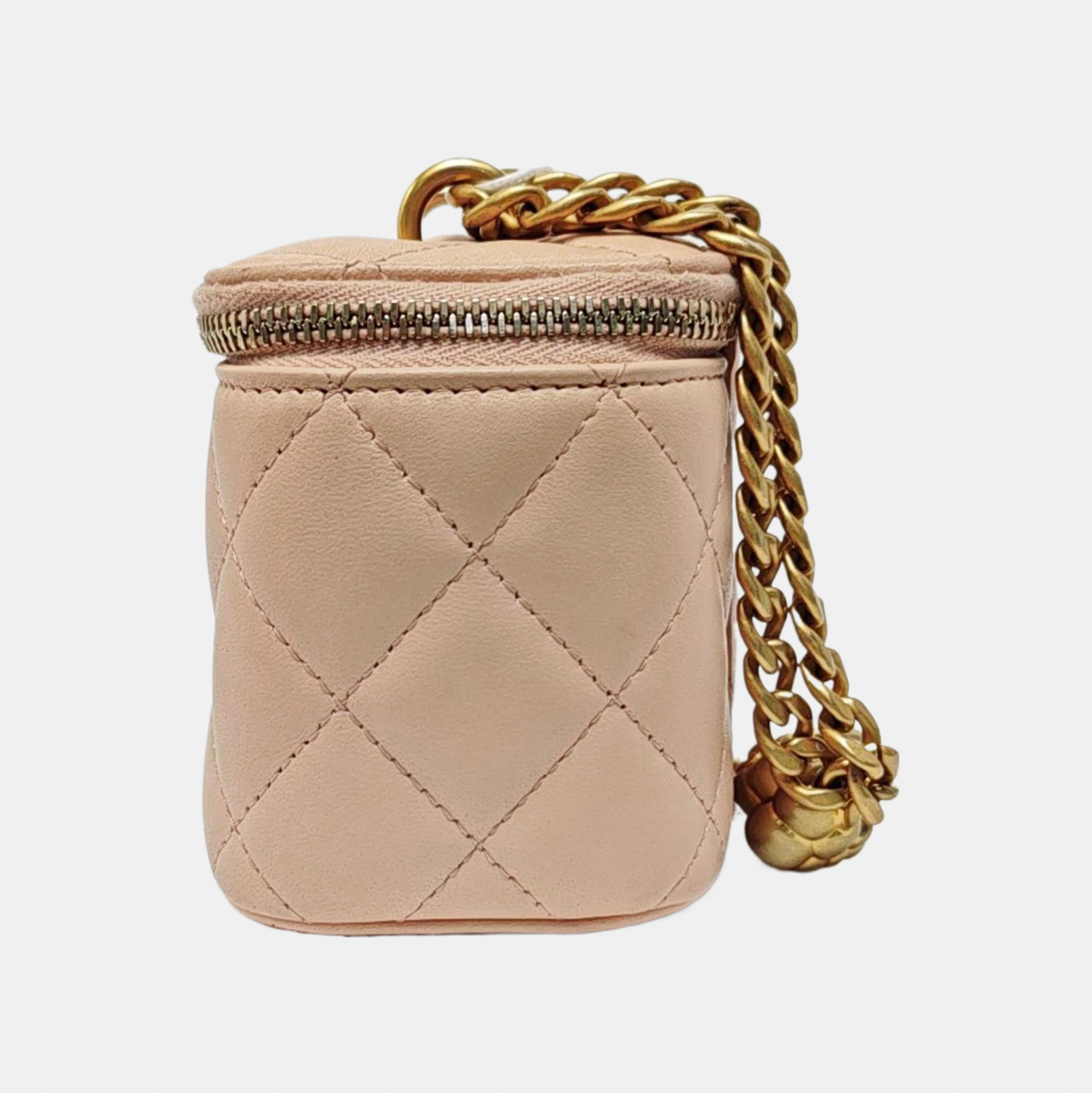 VANITY CASE Mini Quilted Lambskin Pink