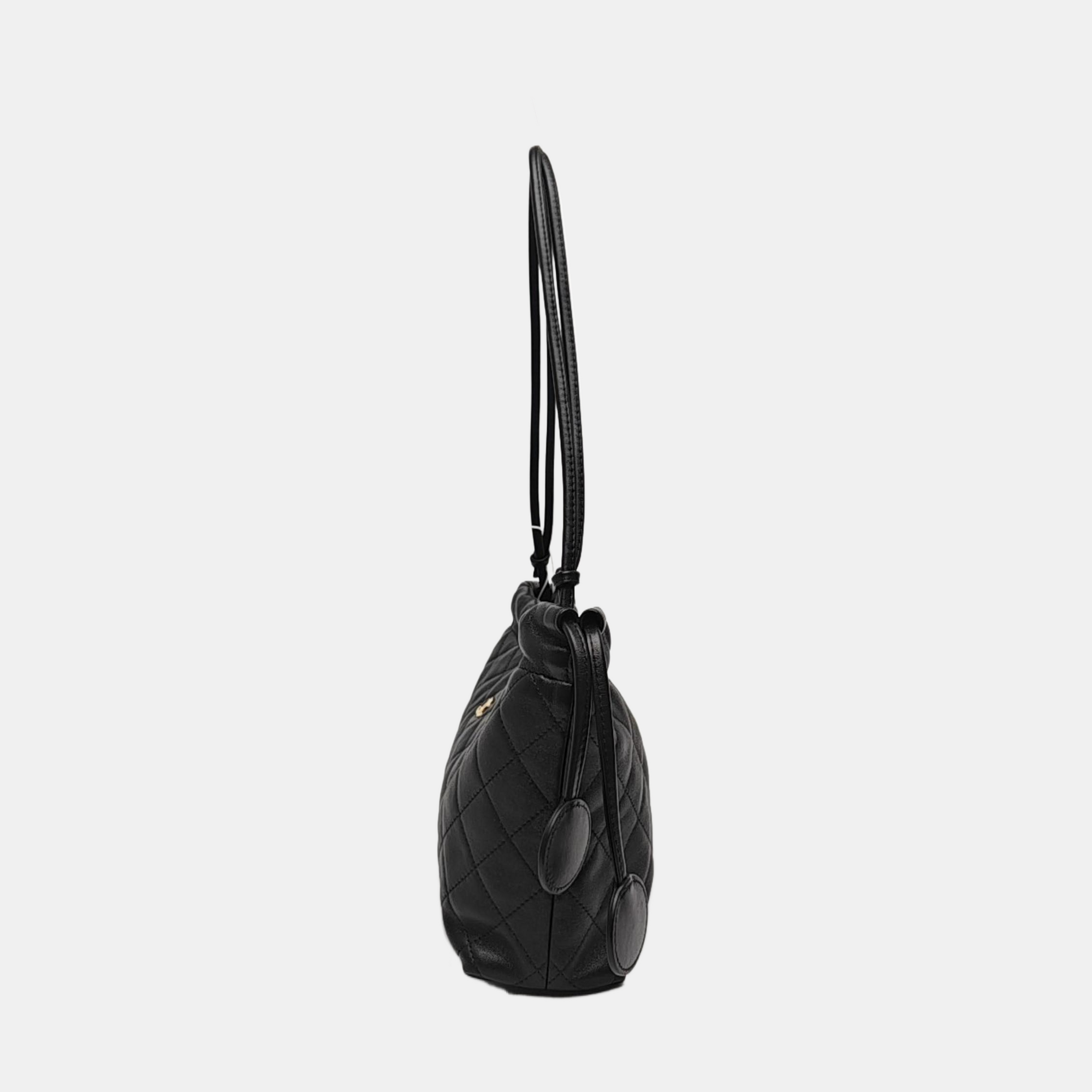 Quilted Lambskin Shoulder Bag Black