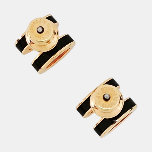 Pop H Metal Black Stud Earrings
