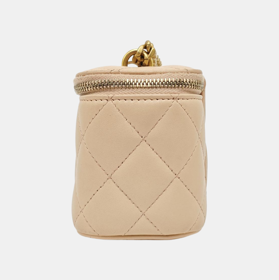 VANITY CASE Mini Quilted Lambskin Pink