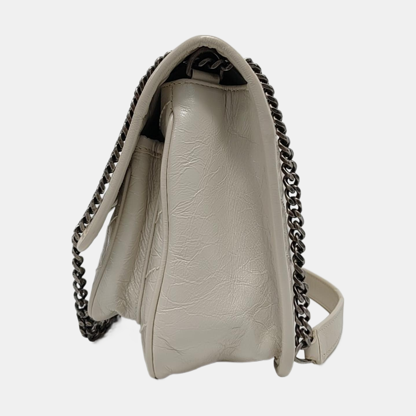 NIKI Small Chevron Calfskin White